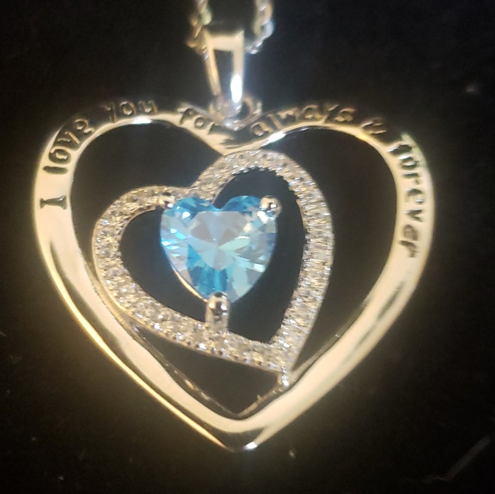 Love you always and Forever Birthstone necklace, 925 Silver 20" adjustable chain